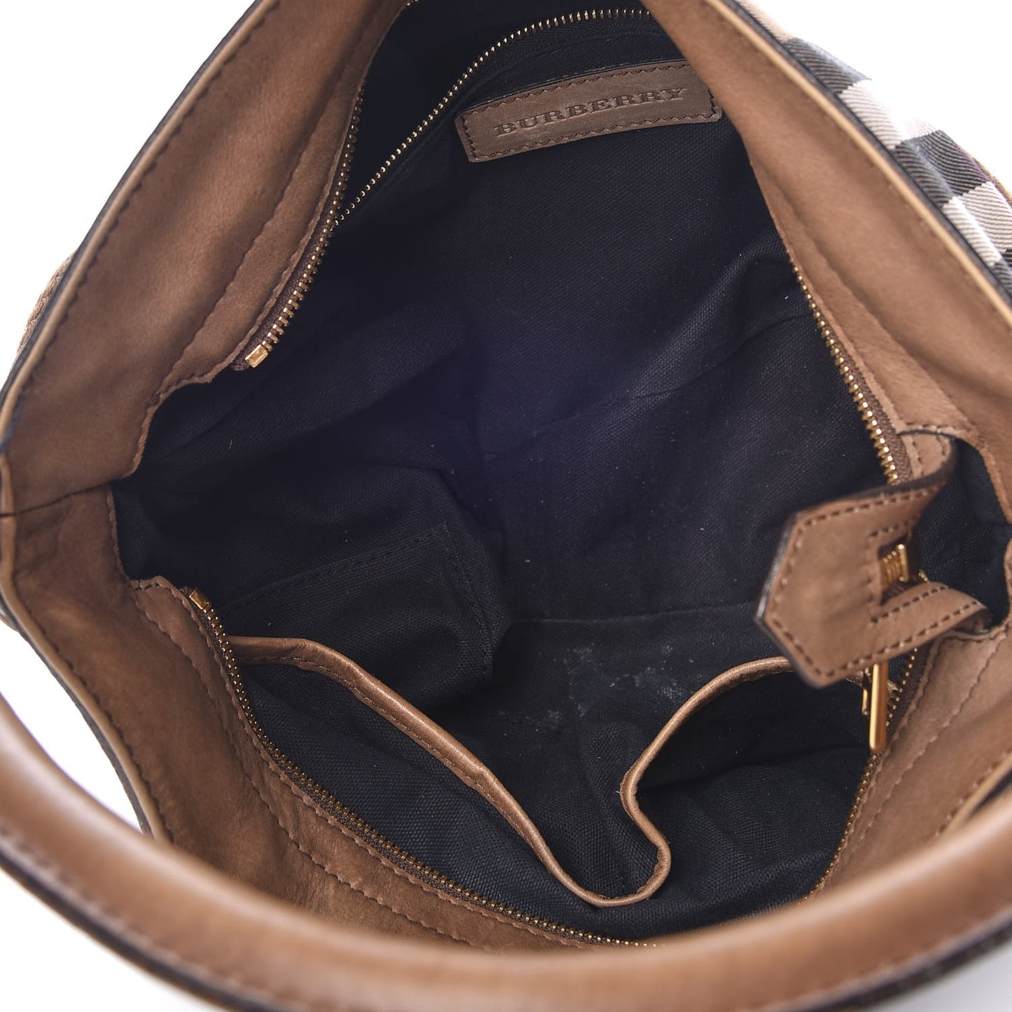 Vintage Leather House Check Medium Creighton Hobo Dark Stone