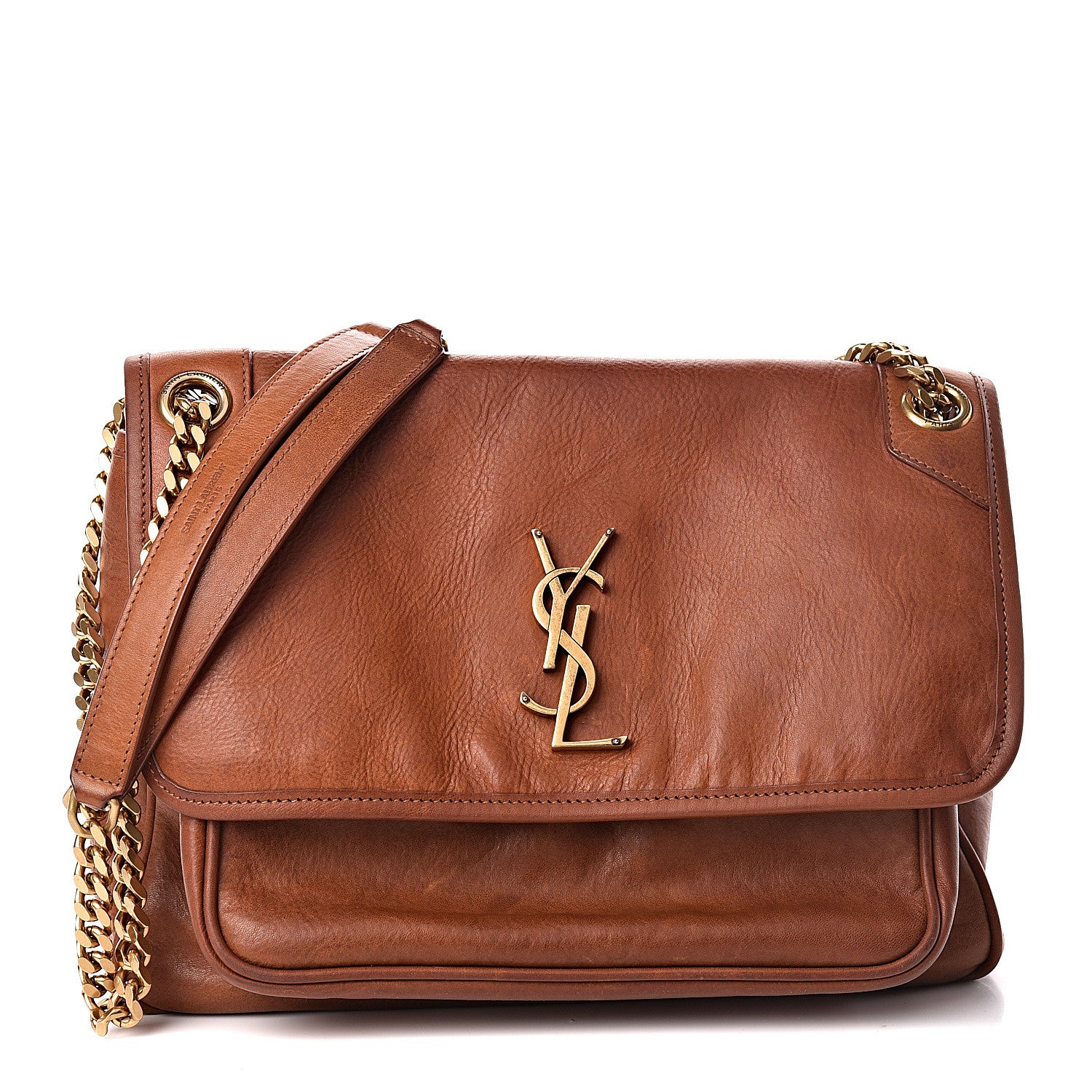 Saint Laurent Calfskin Monogram Medium Niki Chain Satchel Cognac 1 of 15