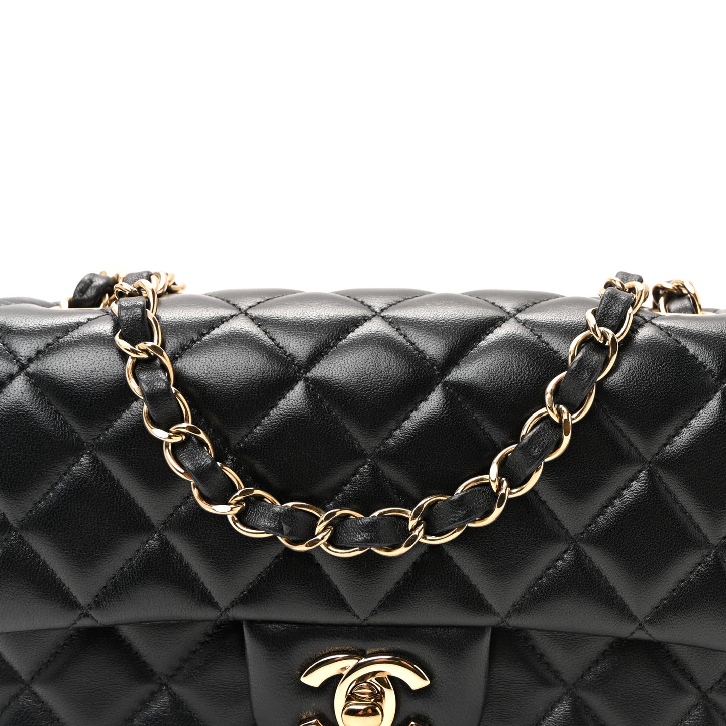 Lambskin Quilted Mini Rectangular Flap Black
