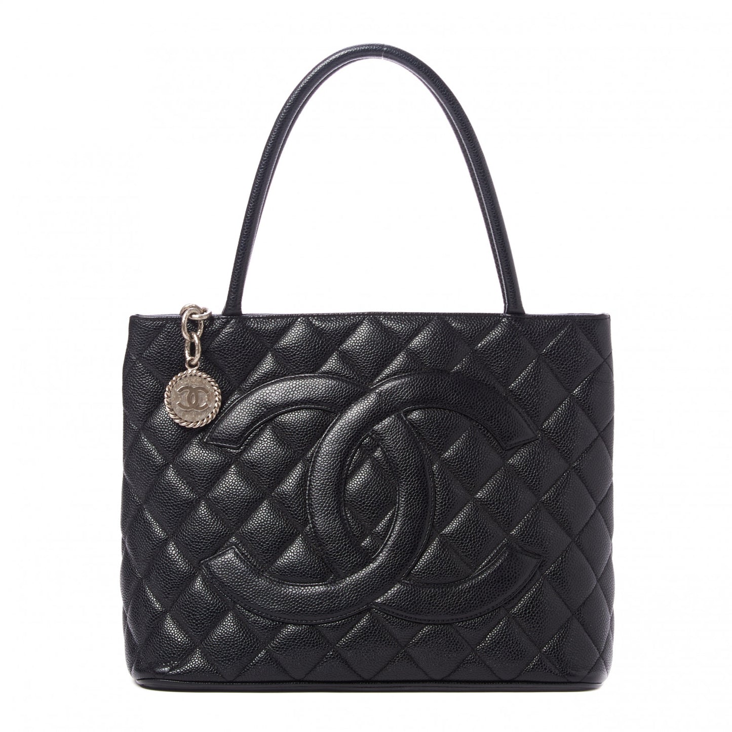 Caviar Quilted Medallion Tote Black