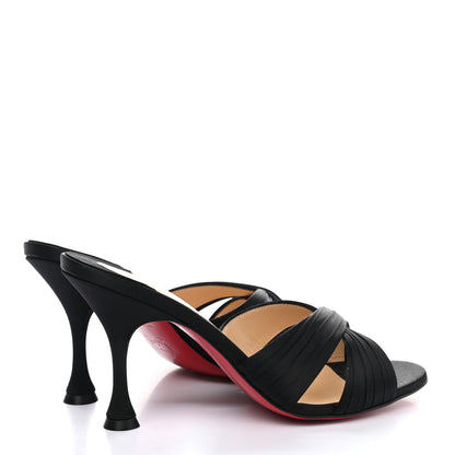 Christian Louboutin Crepe Satin Nicol Is Back 85 Slide Sandals 38.5 Black 4 of 8