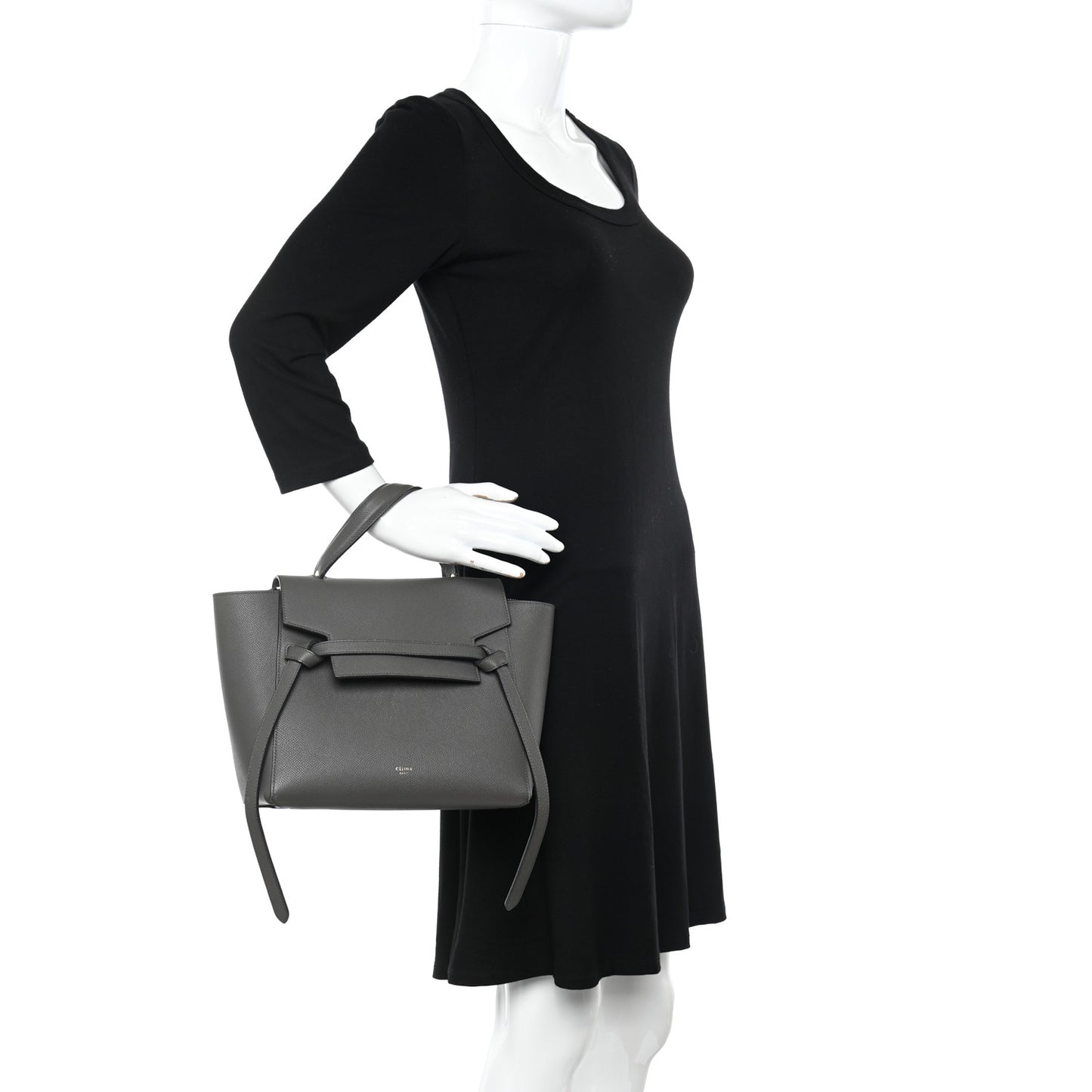 Grained Calfskin Micro Belt Bag Grey