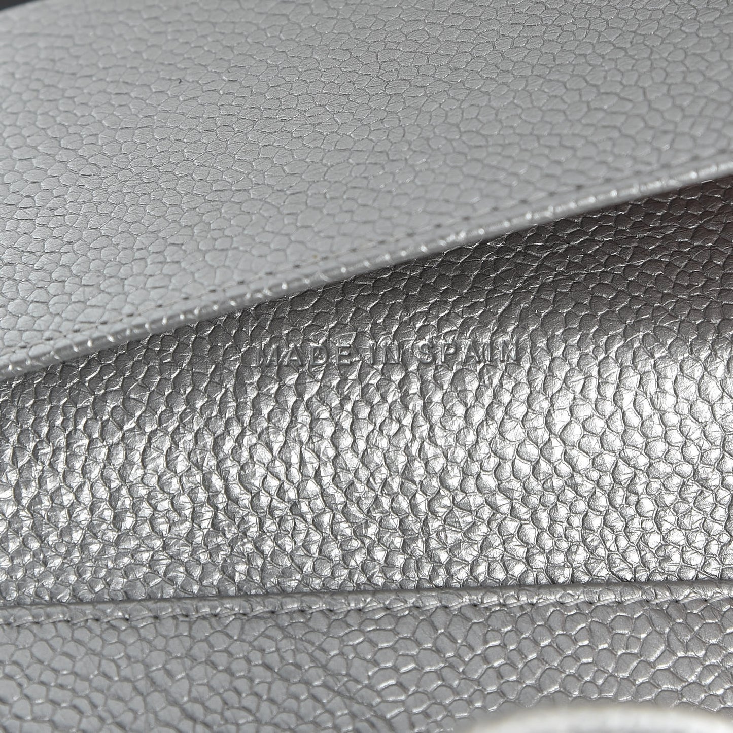 Metallic Caviar Quilted Compact Flap Wallet Silver