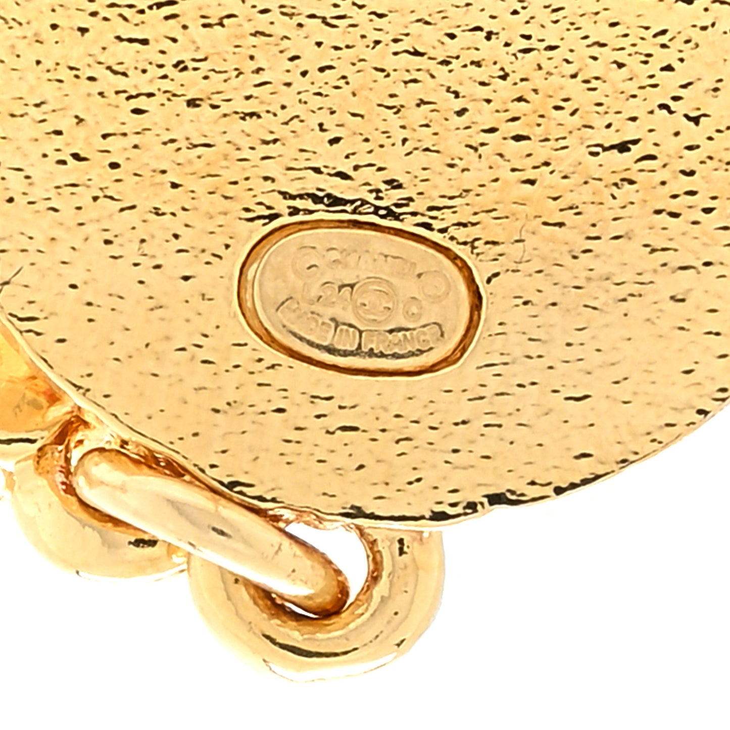 Metal Resin Disc CC Drop Earrings Gold Pink