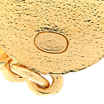 Chanel Metal Resin Disc CC Drop Earrings Gold Pink 4 of 4