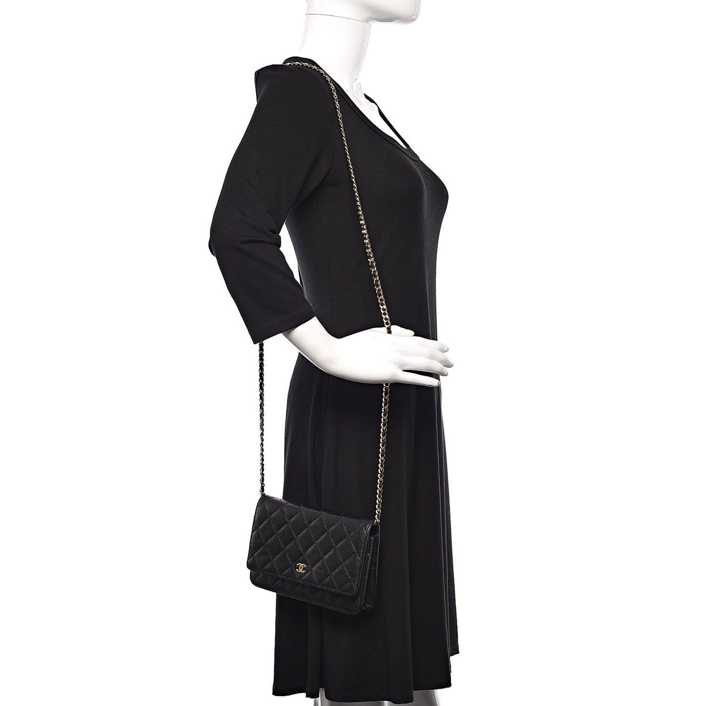 Caviar Quilted Wallet On Chain WOC Black