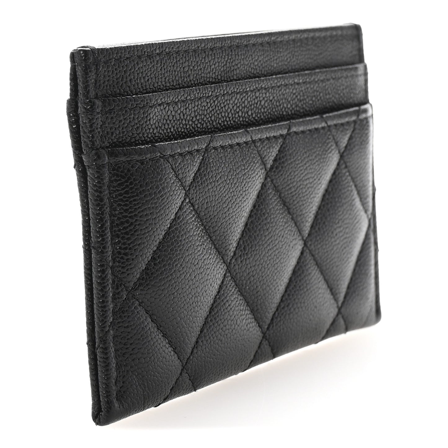 Caviar Quilted Studded CC Card Holder Black