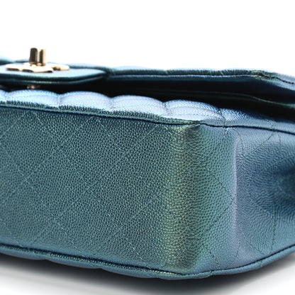 Chanel Iridescent Caviar Quilted Medium Double Flap Green 10 of 11