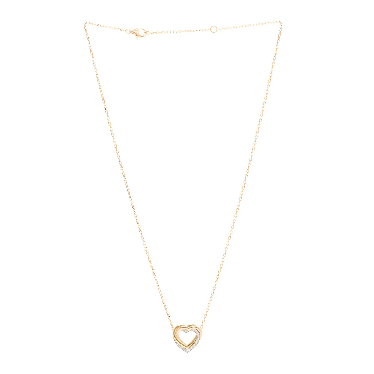 Cartier 18K Pink Yellow White Gold Diamond Trinity Heart Pendant Necklace 3 of 5