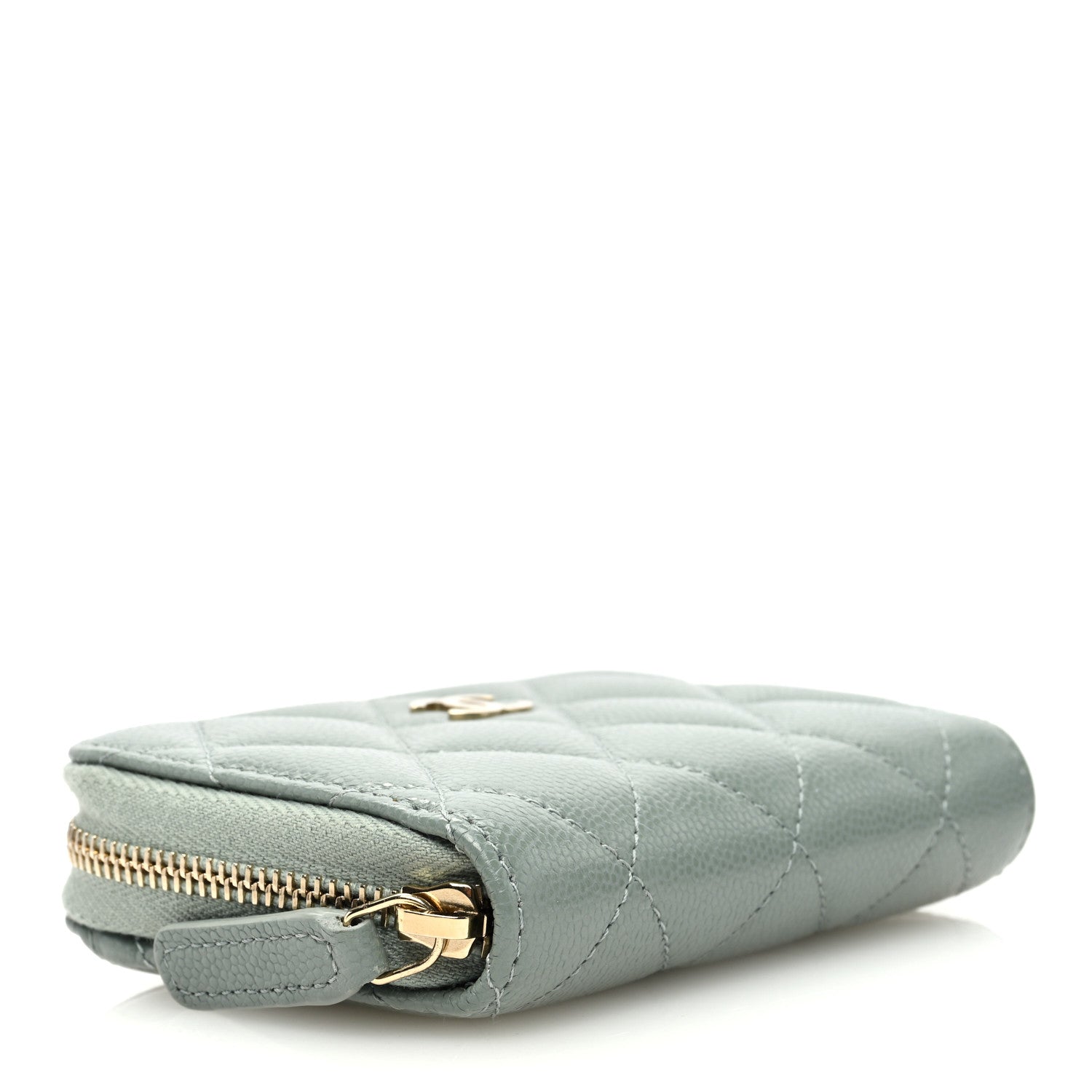 Chanel Caviar Quilted Zip Around Coin Purse Wallet Grey 4 of 8