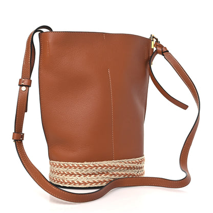 Loewe Calfskin Raffia Gate Bucket Bag Tan Light Yellow 3 of 10