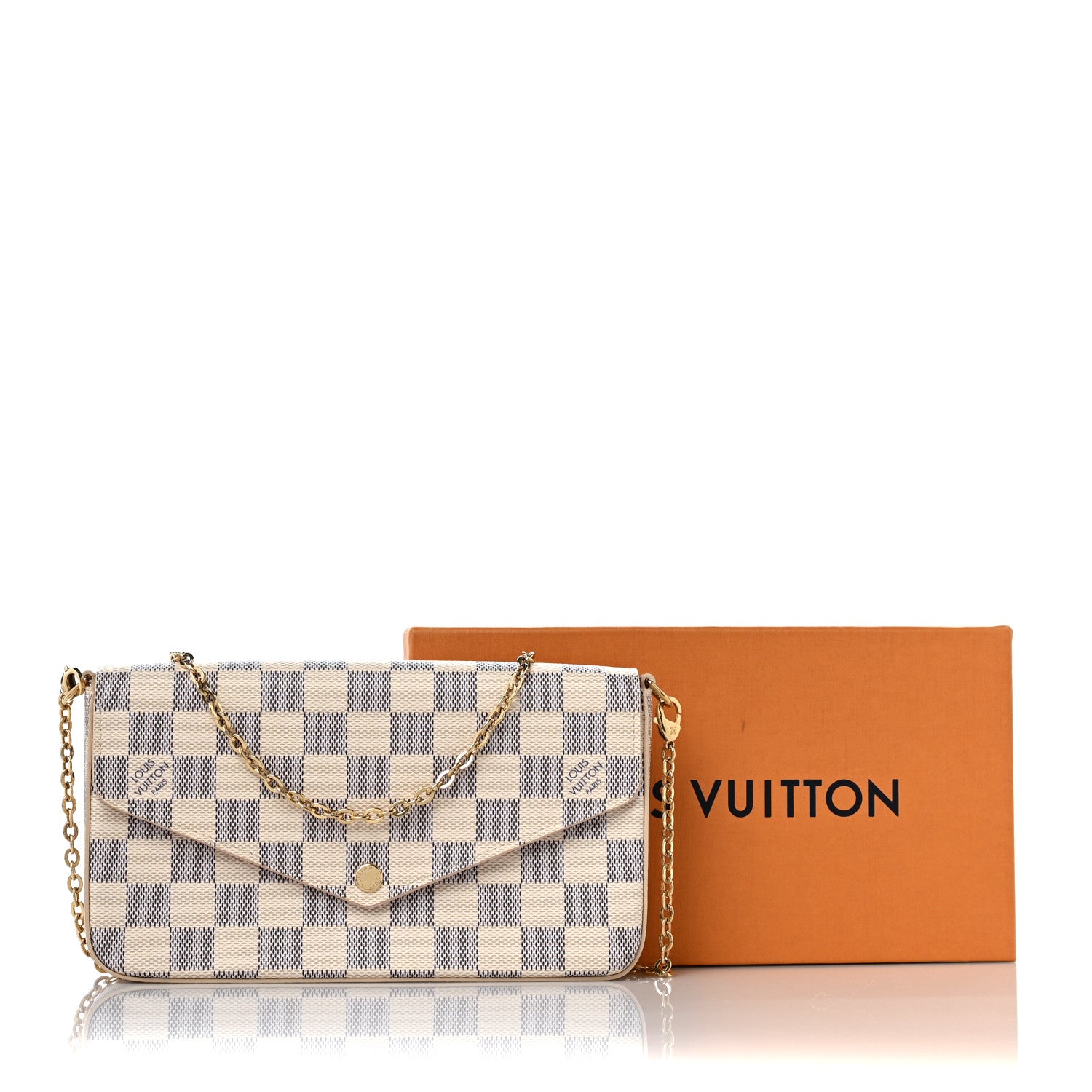 Louis Vuitton Damier Azur Pochette Felicie Chain Wallet Rose Ballerine 10 of 10