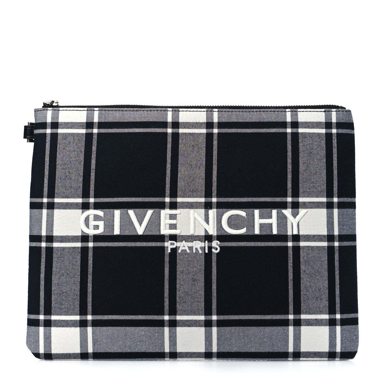 Canvas Logo Plaid Pouch Black White