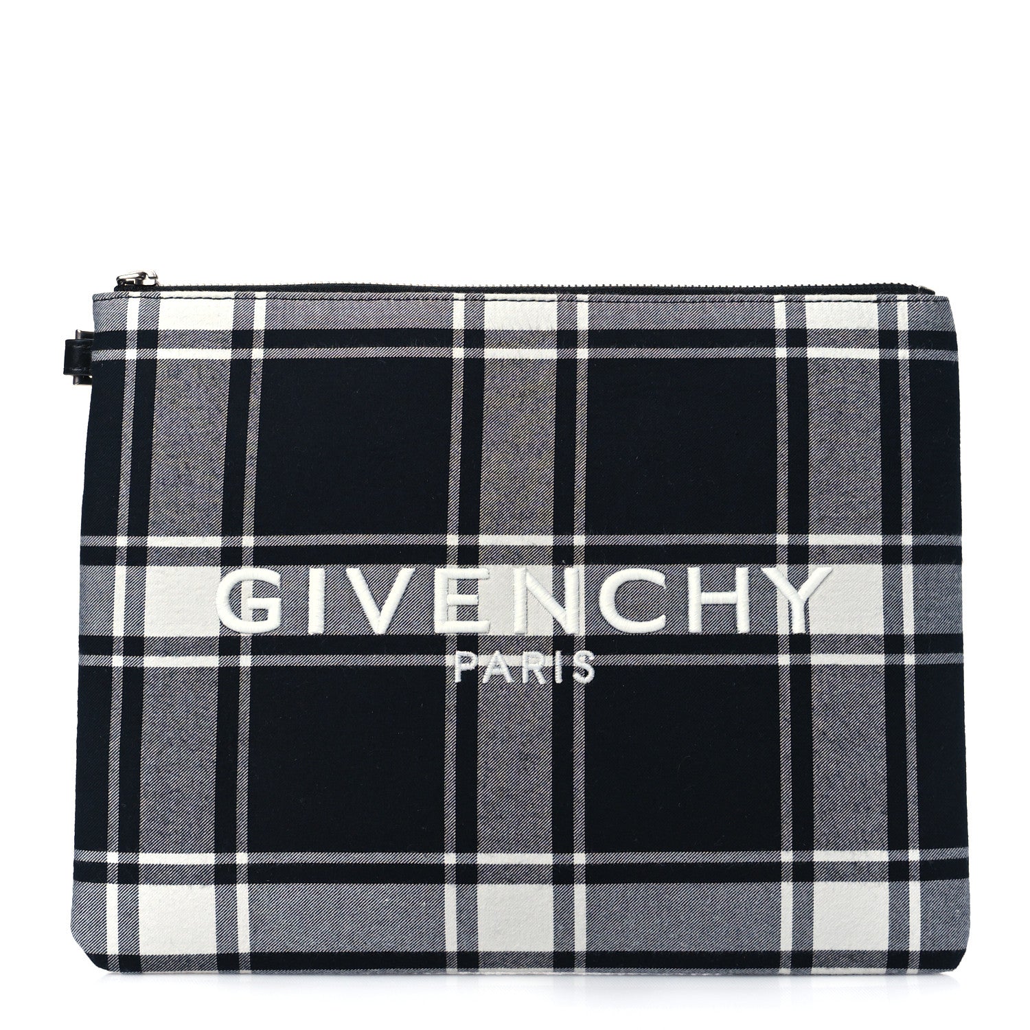 Givenchy Canvas Logo Plaid Pouch Black White 1 of 11