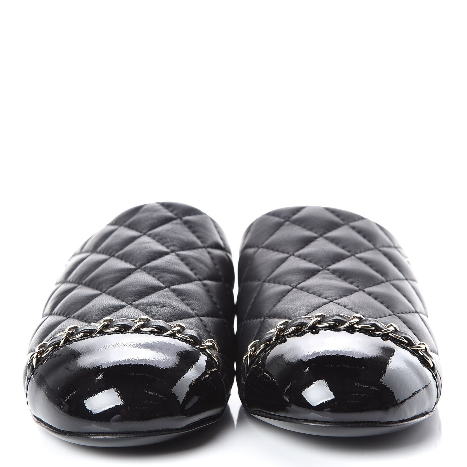 Chanel Lambskin Quilted Chain Mules 36 Black 2 of 9