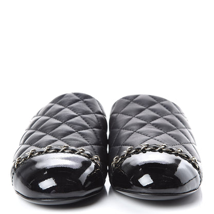Chanel Lambskin Quilted Chain Mules 36 Black 2 of 9