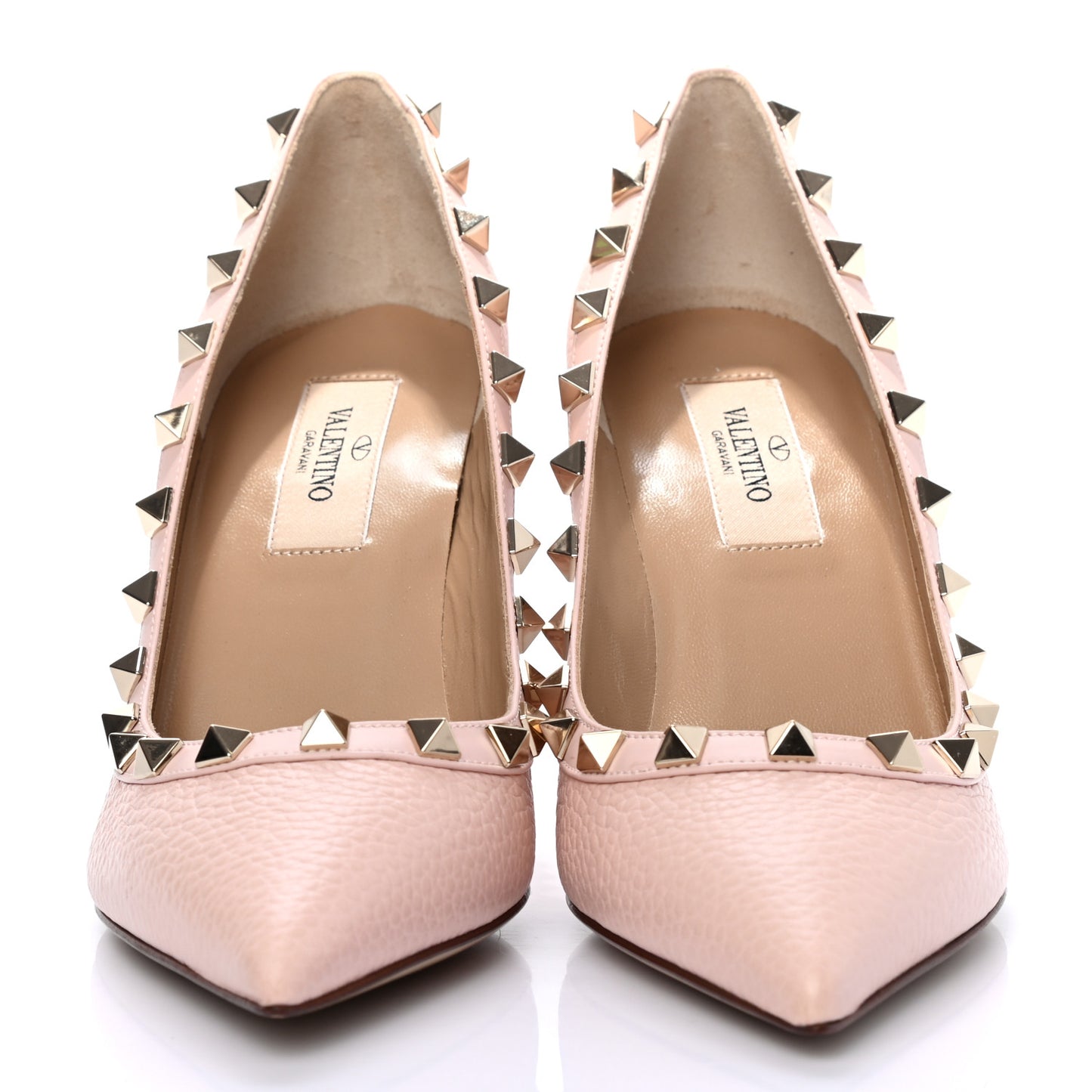 Pebbled Calfskin Rockstud 85mm Pumps 35.5 Rose Quartz
