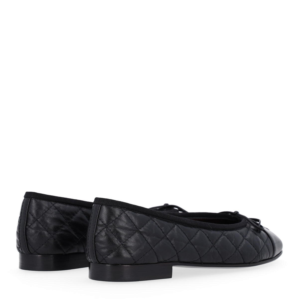 Chanel Aged Calfskin Quilted CC Cap Toe Ballerina Flats 36 Black 5 of 10