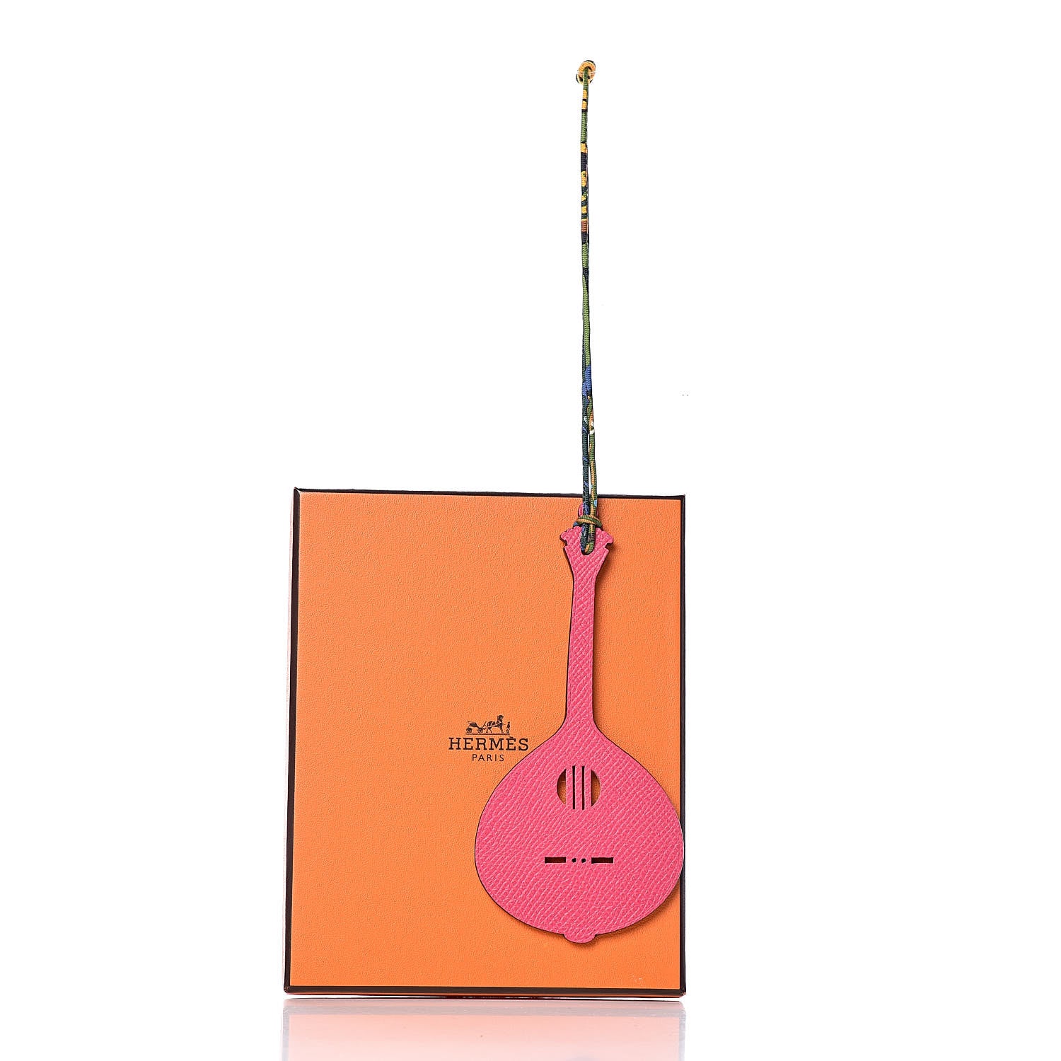 Hermes Epsom Togo Petit H Fado Guitar Bag Charm Rose Tyrien Feu 4 of 4