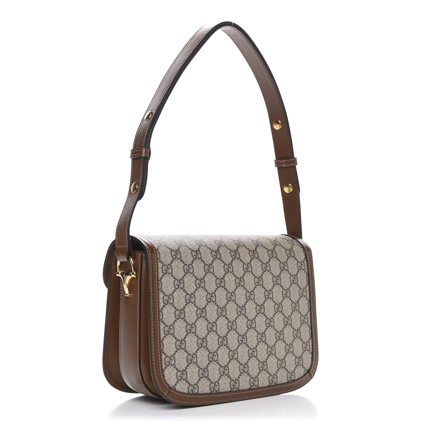 GG Supreme Monogram Horsebit 1955 Shoulder Bag Beige Brown Sugar