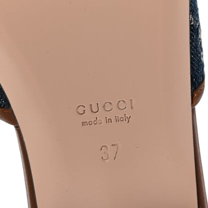 Gucci New Denim GG Monogram Miro Soft Calfskin Jolie Slide Sandals 37 Blue Tea Cuir Epilog 7 of 10