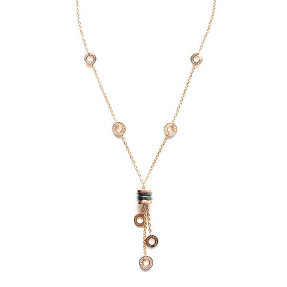 Bulgari 18K Rose Gold Diamond Black Ceramic B.Zero1 Necklace 1 of 6