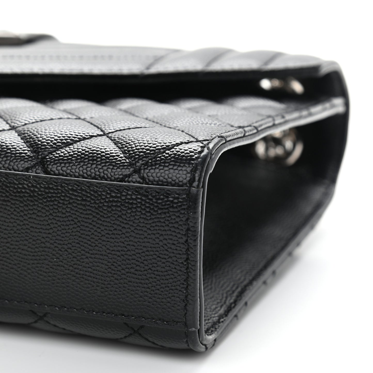 Grain De Poudre Textured Mixed Matelasse Triquilt Medium Monogram Satchel Black