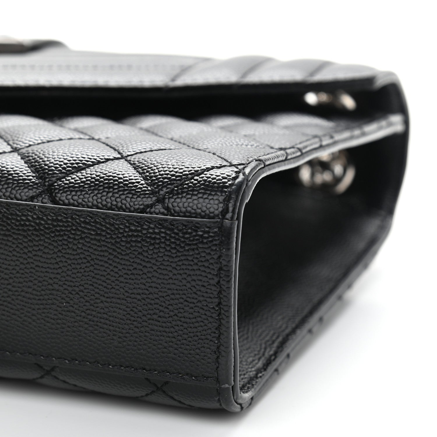 Saint Laurent Grain De Poudre Textured Mixed Matelasse Triquilt Medium Monogram Satchel Black 10 of 11