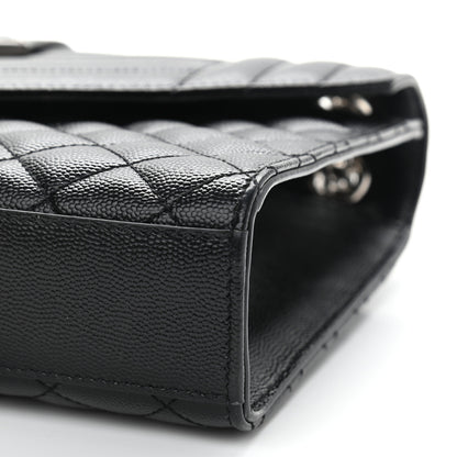Saint Laurent Grain De Poudre Textured Mixed Matelasse Triquilt Medium Monogram Satchel Black 10 of 11