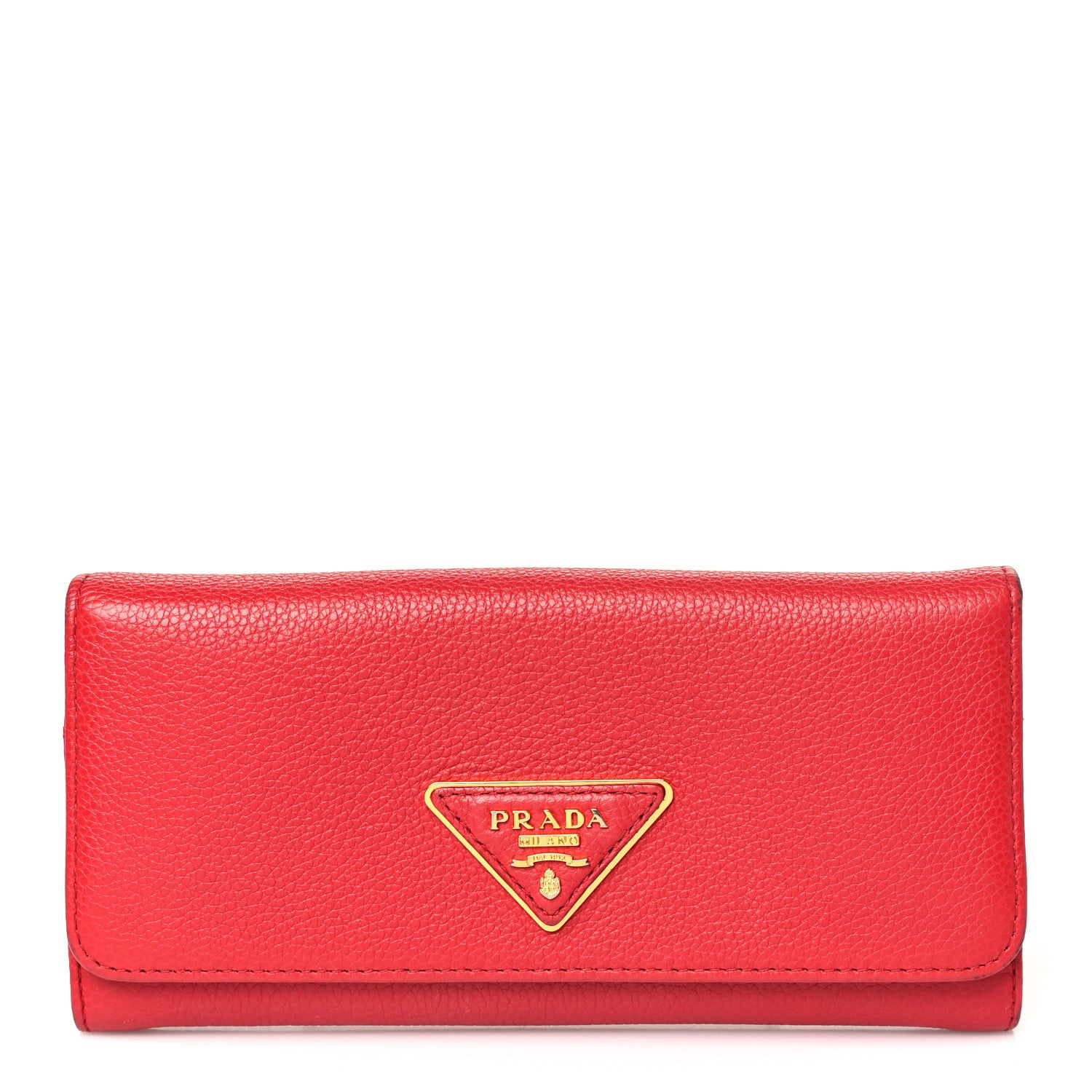 Prada Vitello Daino Continental Flap Wallet Fuoco 1 of 12