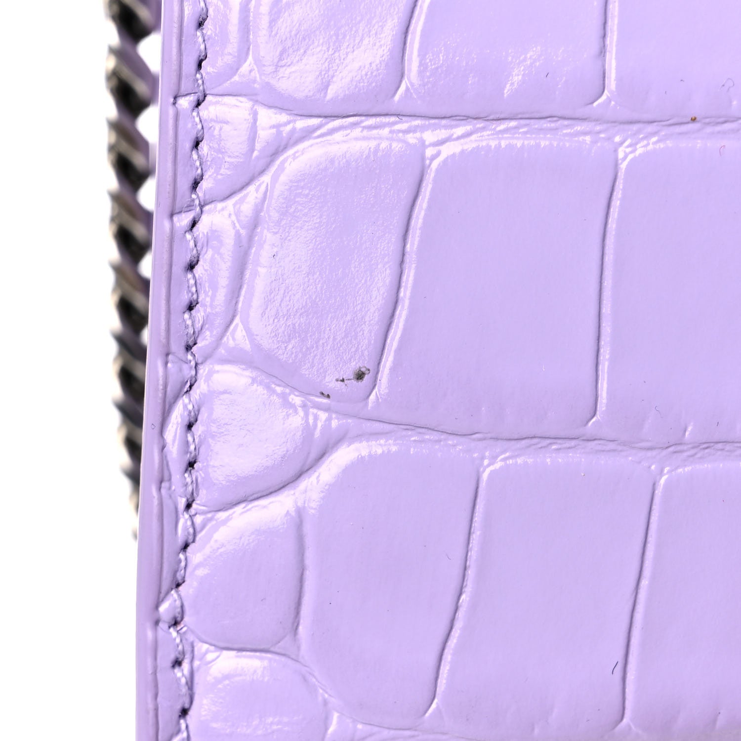 Balenciaga Shiny Calfskin Crocodile Embossed Hourglass Chain Bag Lilac 12 of 13