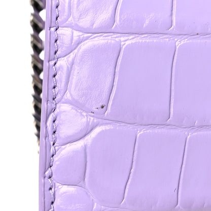 Balenciaga Shiny Calfskin Crocodile Embossed Hourglass Chain Bag Lilac 12 of 13