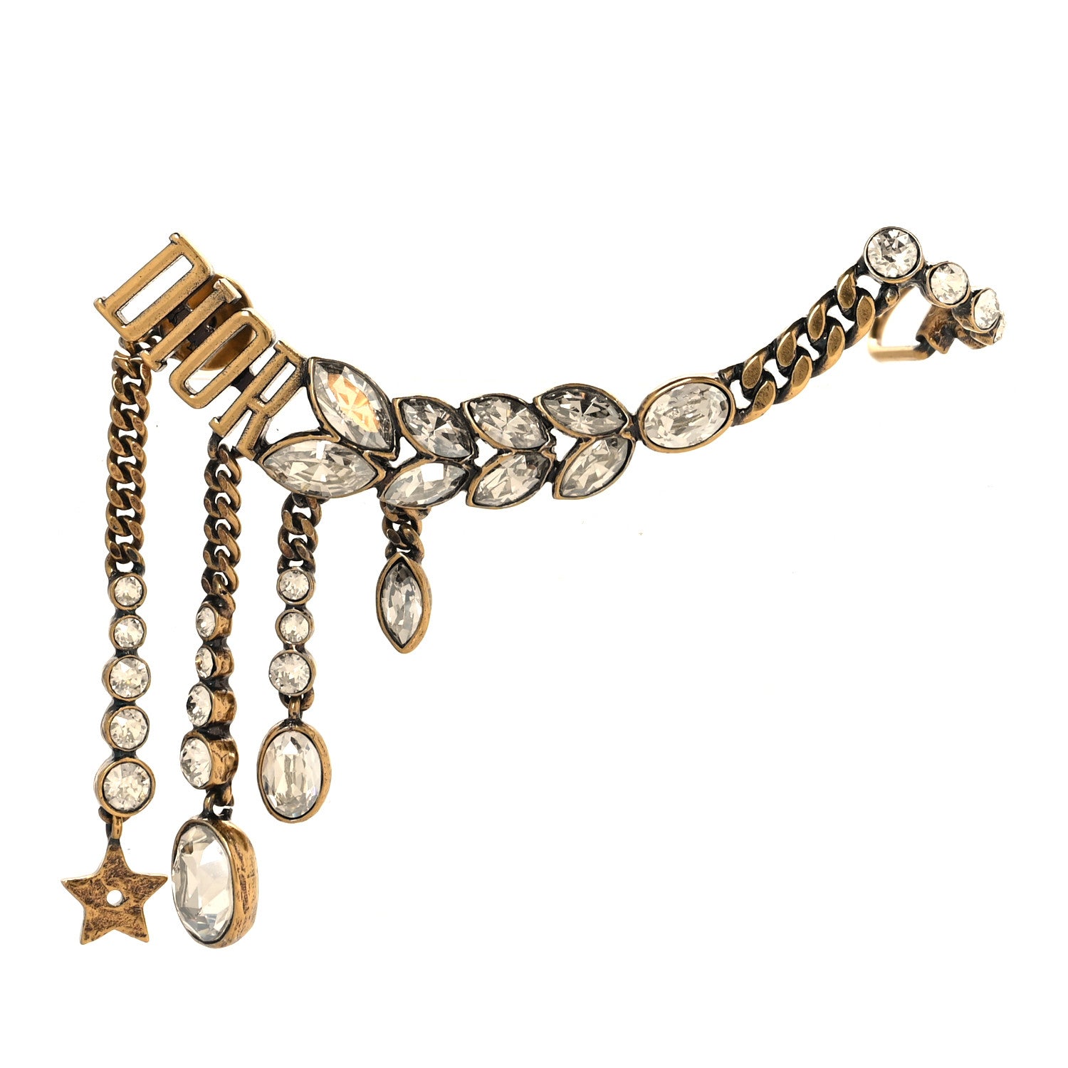 Christian Dior Crystal Metal Logo Dio(r)evolution Earring Aged Gold 1 of 4