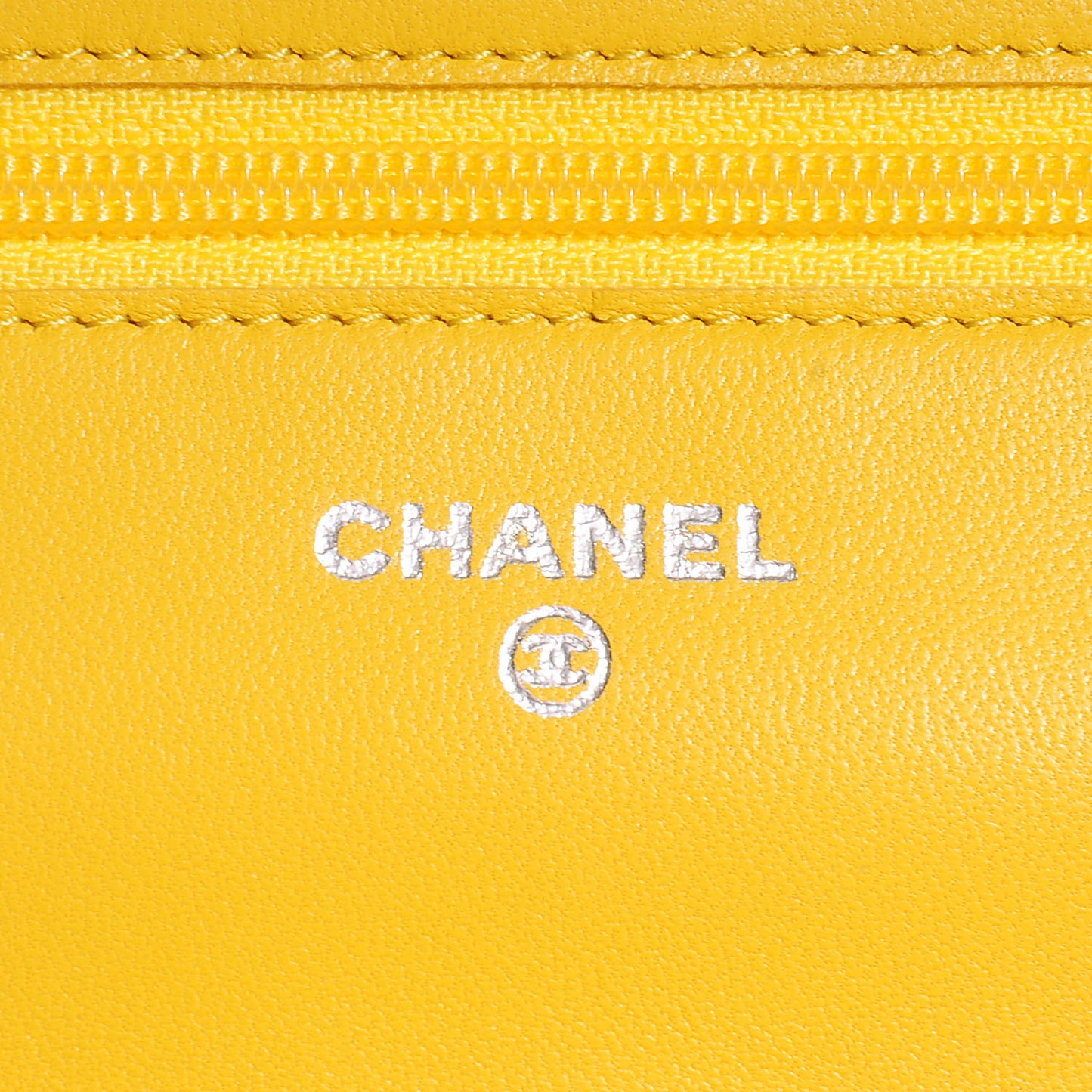 Lambskin Quilted Wallet On Chain WOC Yellow