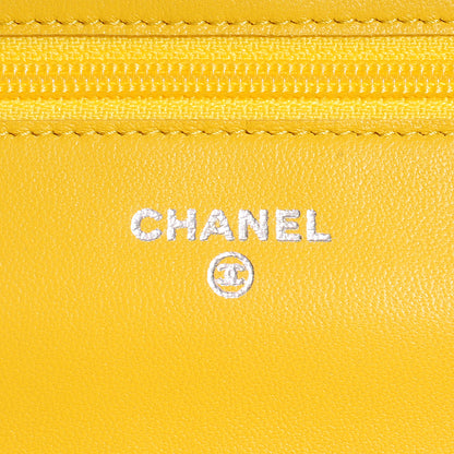 Chanel Lambskin Quilted Wallet On Chain WOC Yellow 6 of 7