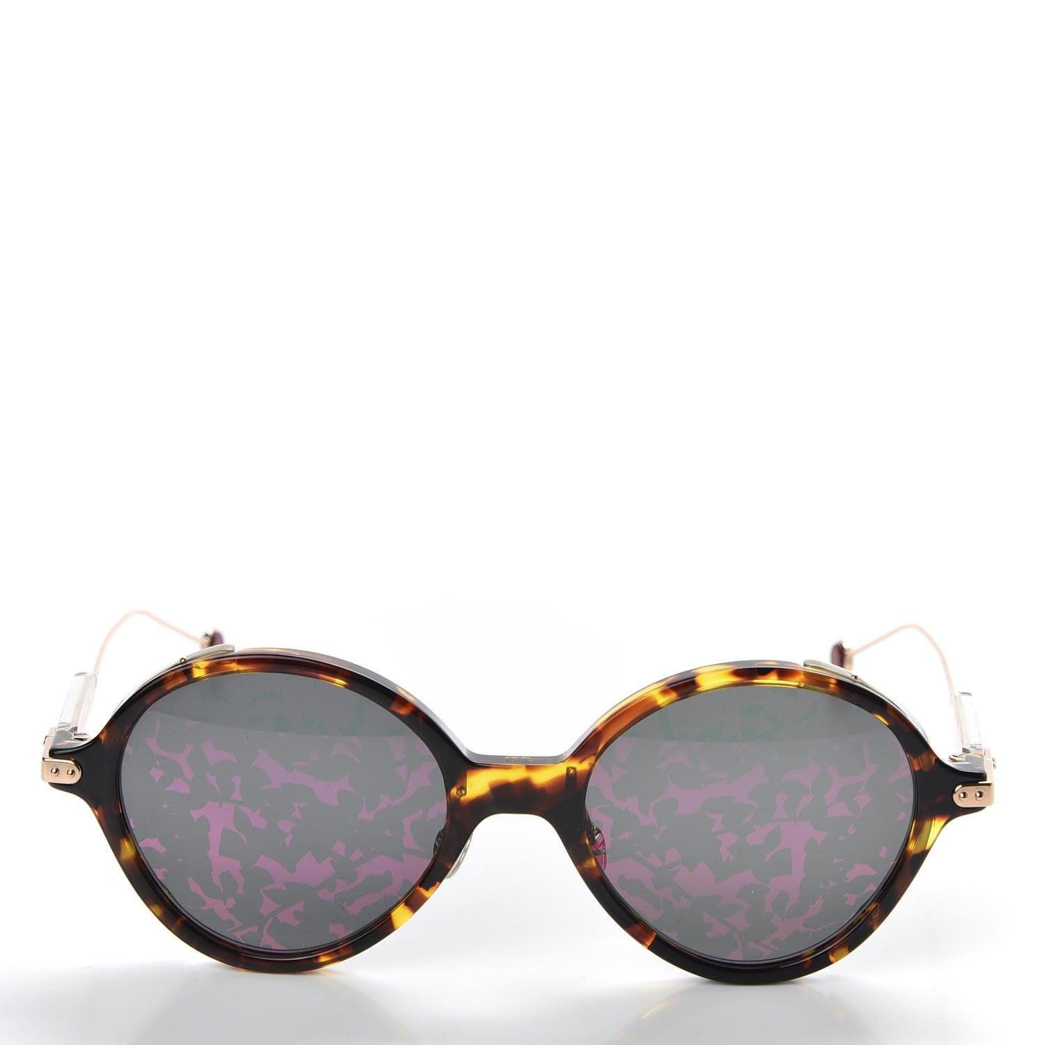 Christian Dior Acetate Leaf Print Umbrage Round Sunglasses Pink Foliage 2 of 7