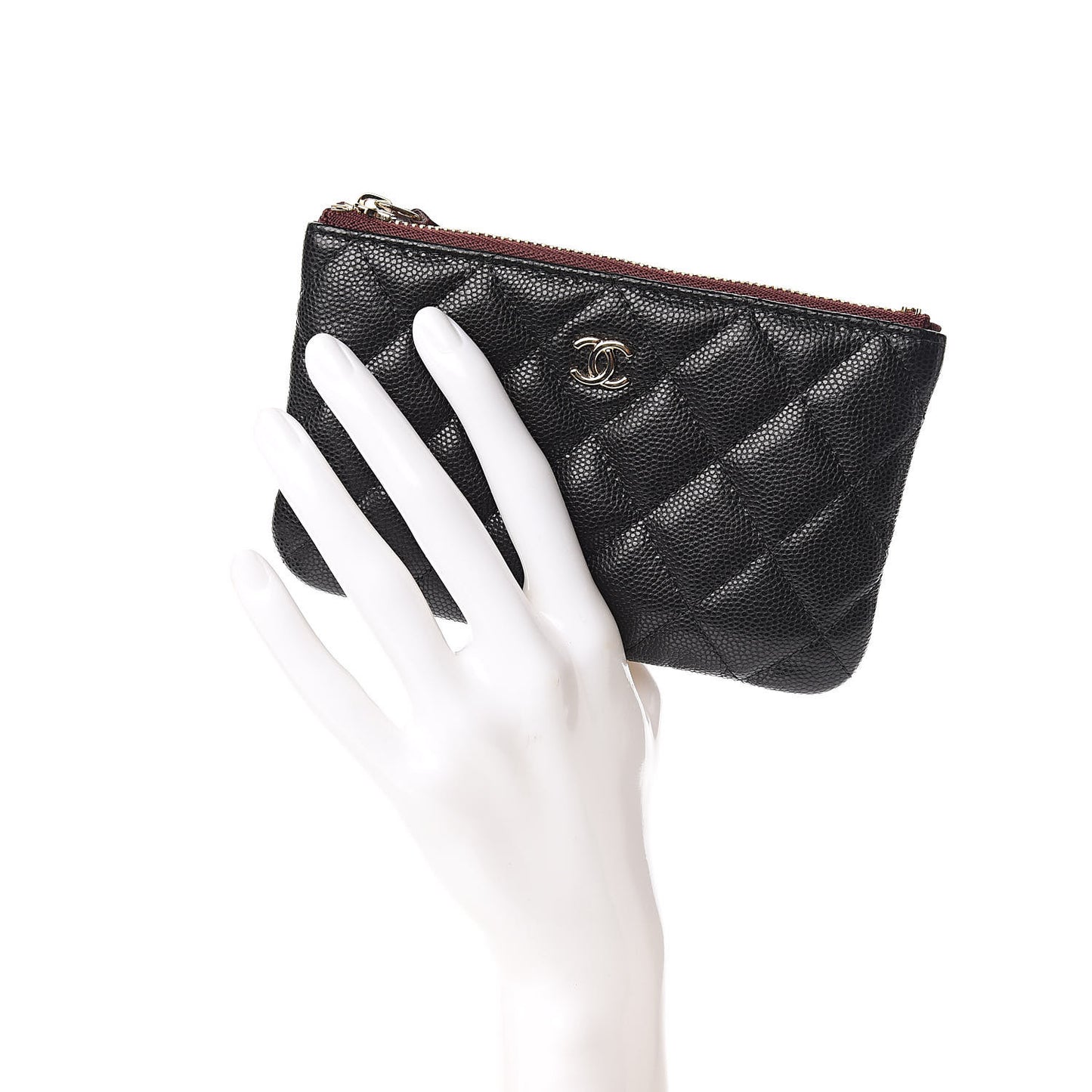 Caviar Quilted Small Cosmetic Case Black