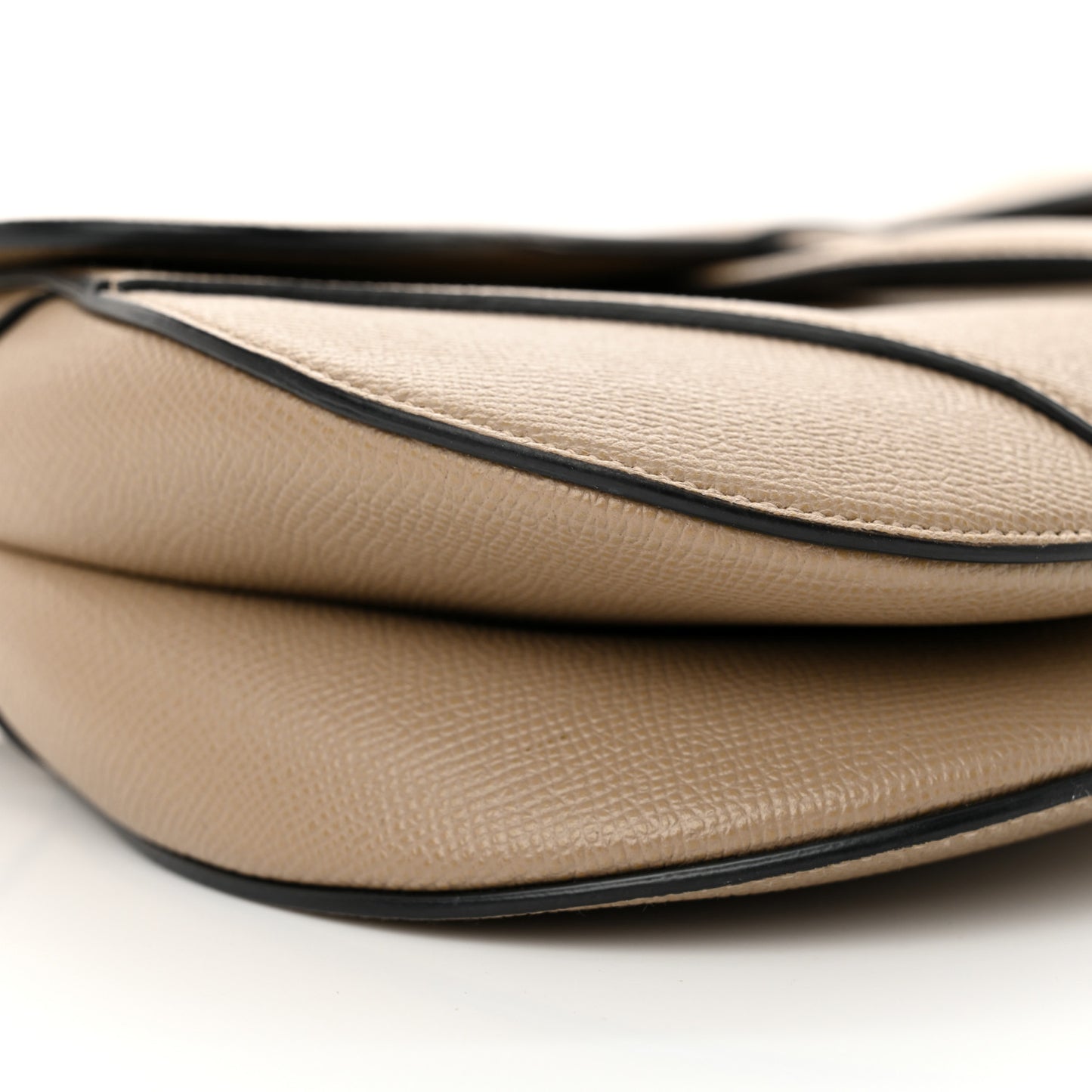 Grained Calfskin Saddle Bag With Strap Warm Taupe