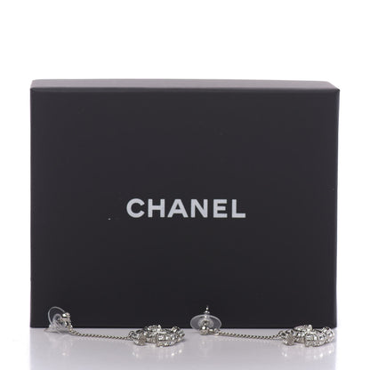 Chanel Baguette Crystal CC Drop Earrings Silver 5 of 5