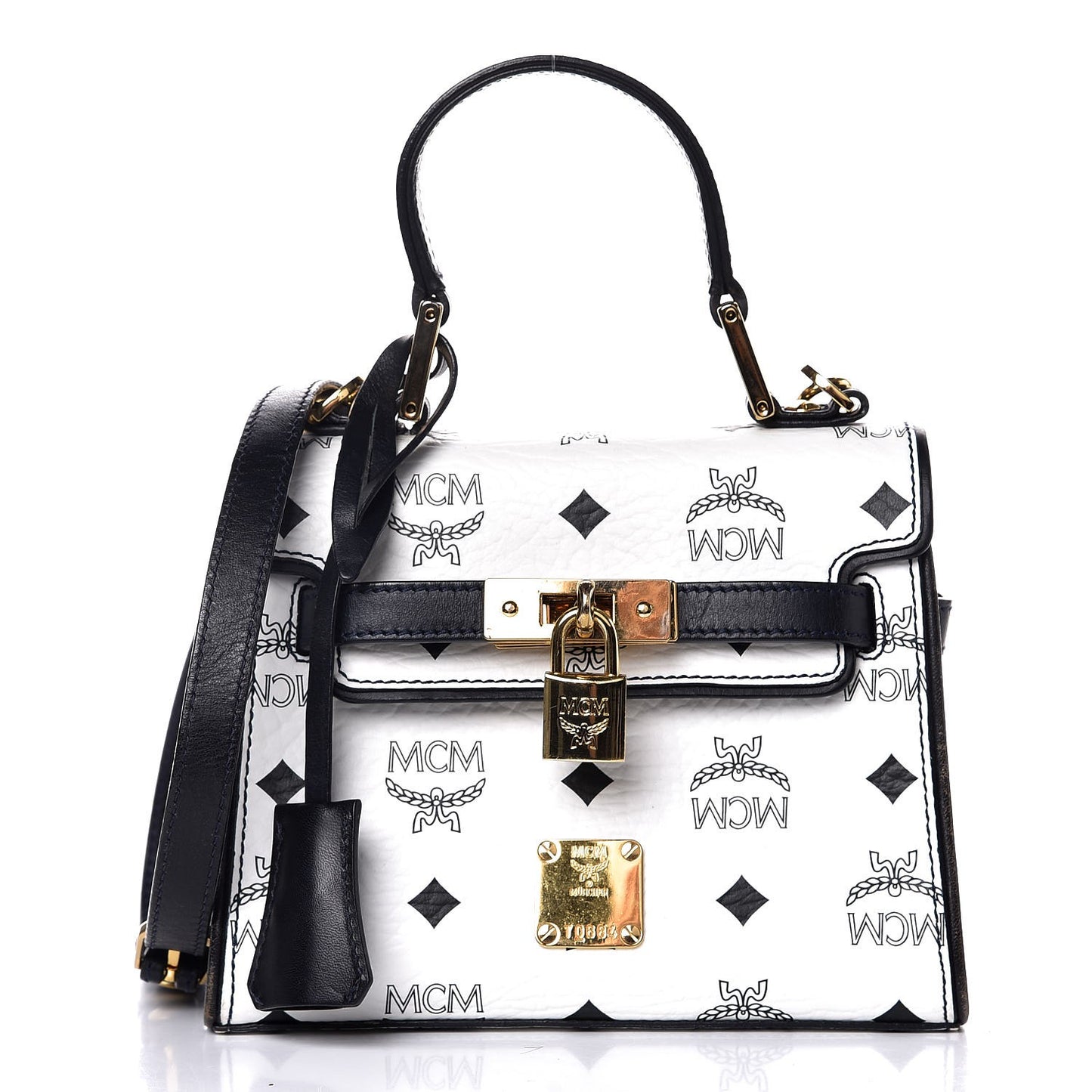 Visetos Heritage Padlock Satchel Black White