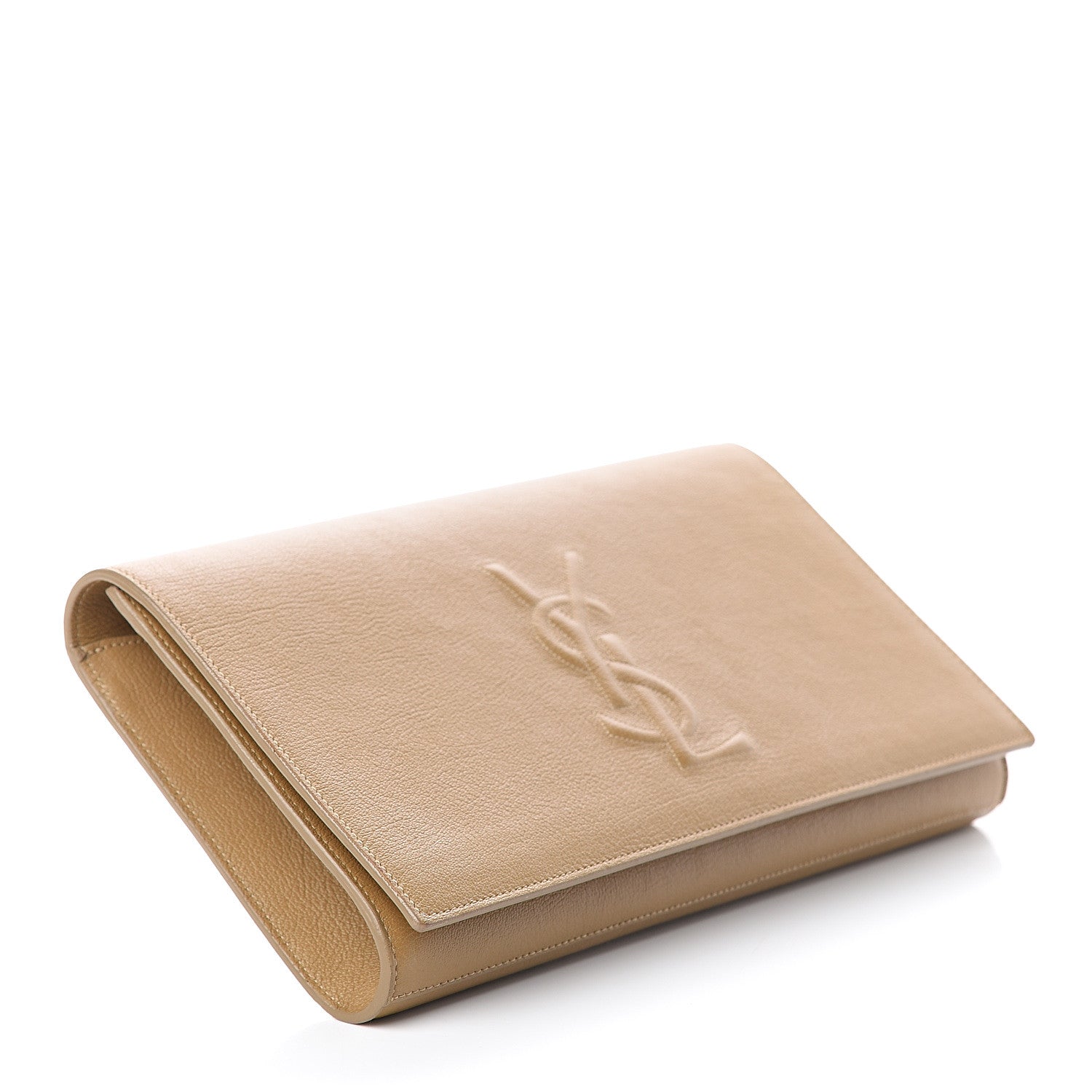 Saint Laurent Calfskin Monogram Large Belle De Jour Clutch Beige 3 of 5