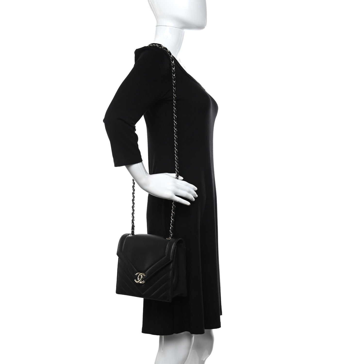 Chanel Calfskin Quilted Chevron Small Single Flap Black 2 of 11