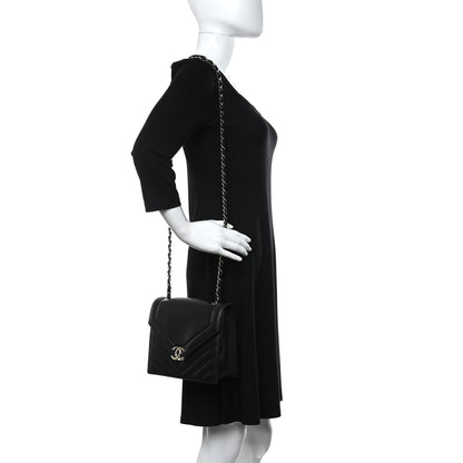 Chanel Calfskin Quilted Chevron Small Single Flap Black 2 of 11