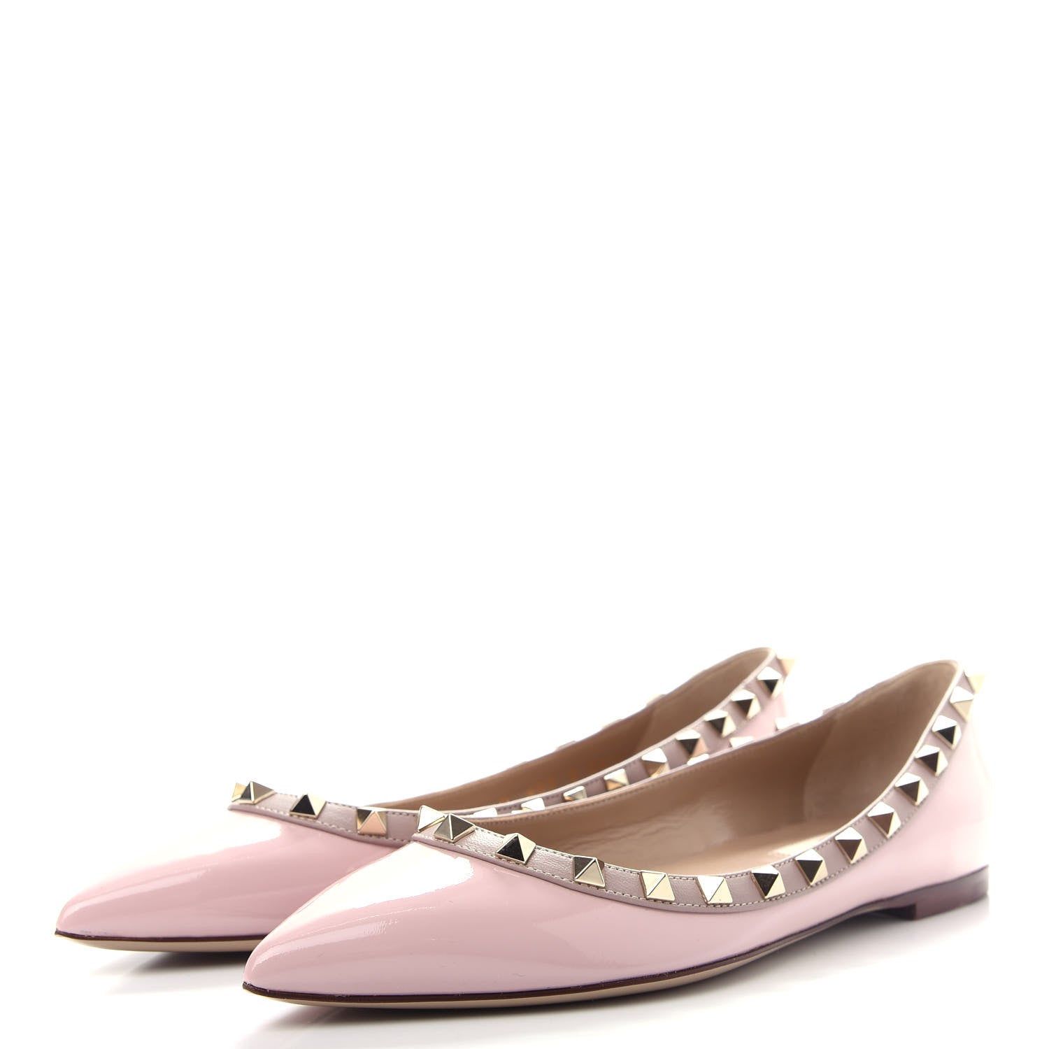 Valentino Garavani Patent Rockstud Ballerina Flats 35.5 Water Rose Poudre 3 of 11