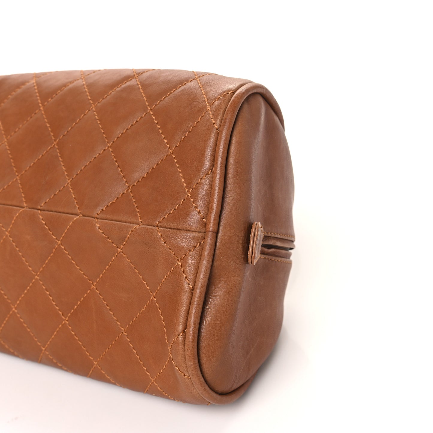 Calfskin Quilted Small Bowler Brown