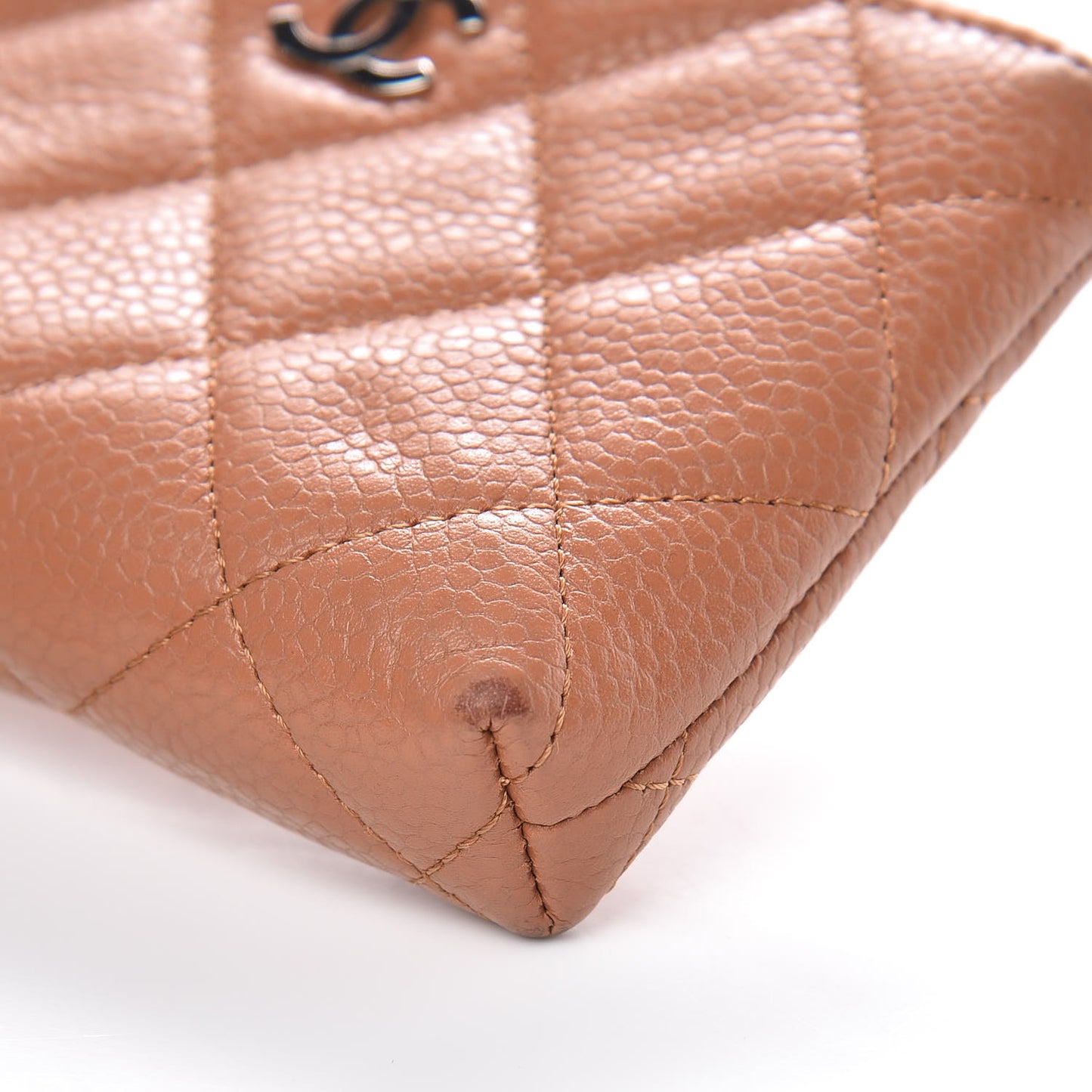 Caviar Quilted Key Holder Case Light Brown