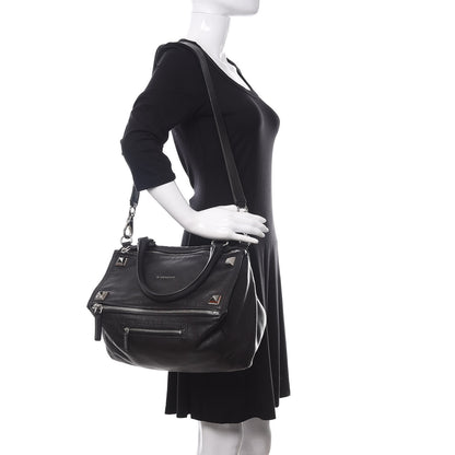 Givenchy Pebbled Calfskin Medium Pyramid Stud Pandora Black 2 of 10