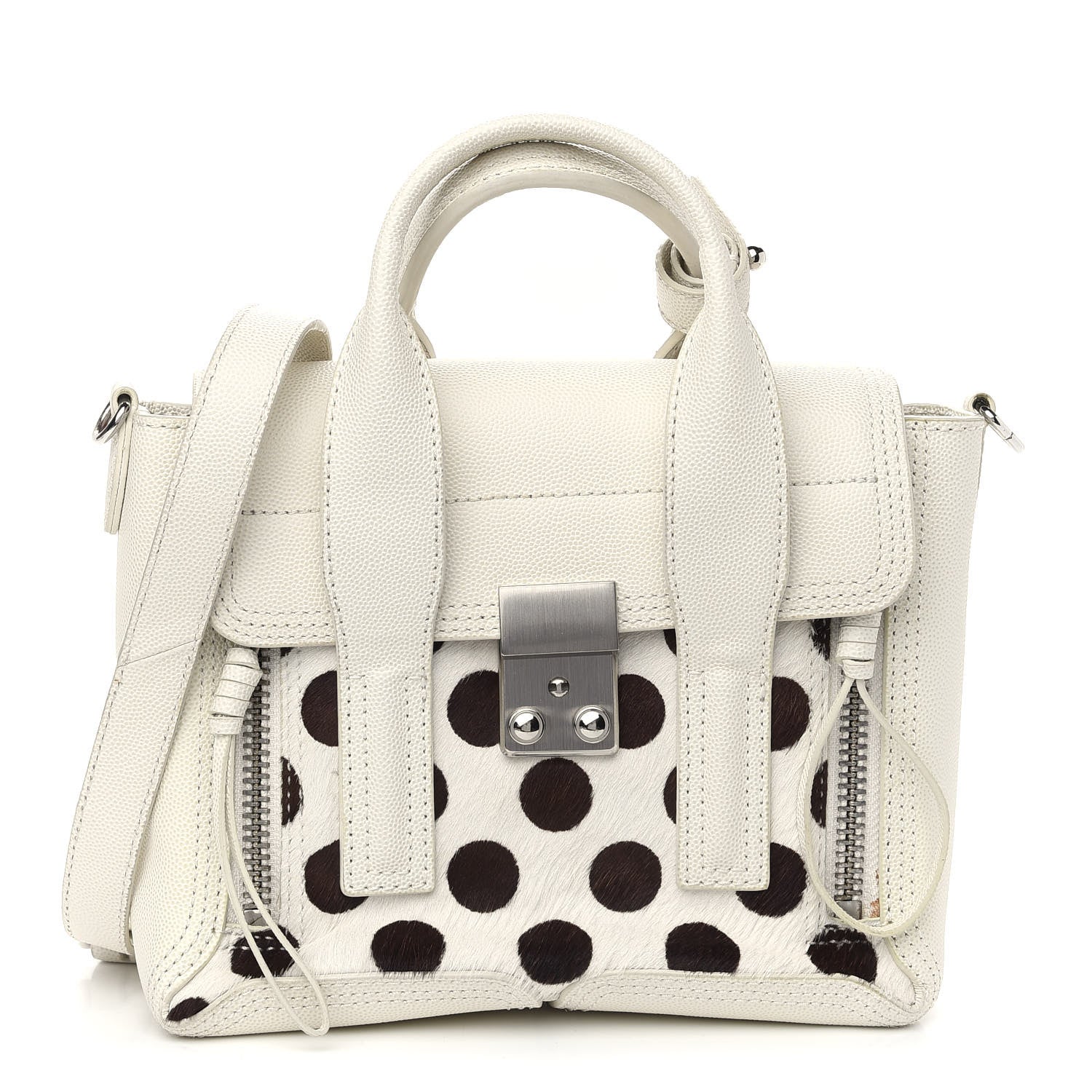 3.1 Phillip Lim Calf Hair Polka Dot Mini Pashli Satchel White Black 1 of 11