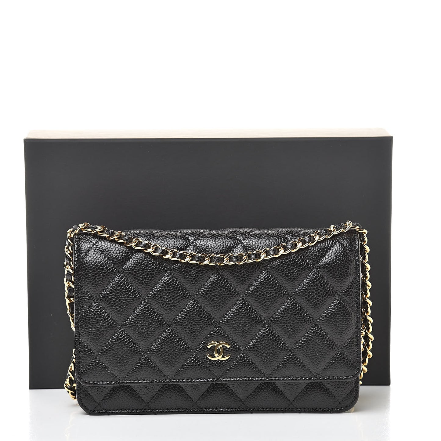 Caviar Quilted Wallet On Chain WOC Black
