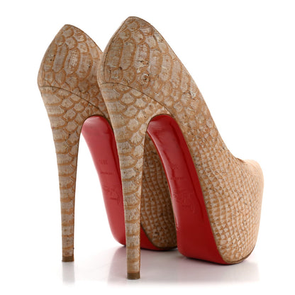 Christian Louboutin Cork Snake Embossed Daffodile 160 Pumps 36.5 Beige 5 of 11